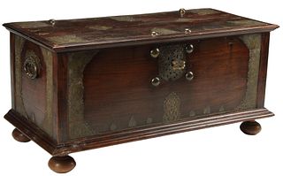 BAROQUE STYLE BRASS-MOUNTED STORAGE TRUNK