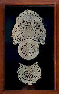 CHINESE CARVED JADE AMULET AND PENDANT, SUNG DYNASTY STYLE