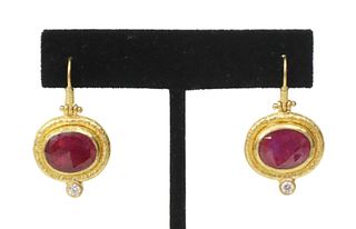 ESTATE ARA COLLECTION 985 GOLD RUBY EARRINGS