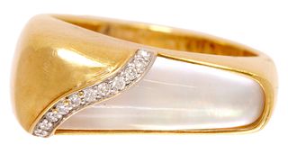 ESTATE KARA ROSS 18KT GOLD & 0.14CTTW DIAMOND RING