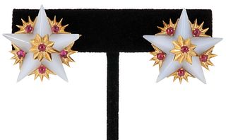 TIFFANY & CO. SCHLUMBERGER 18KT GOLD STAR EARRINGS