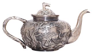TIEN SHING CHINESE EXPORT SILVER TEAPOT