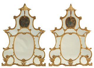 (2) CHINESE CHIPPENDALE STYLE PARCLOSE MIRRORS