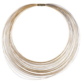ESTATE SIGNED 14KT GOLD MULTI-WIRE COLLAR NECKLACE