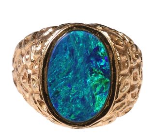 ESTATE GENT'S 14KT YELLOW GOLD & OPAL RING