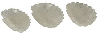 (3) CARVED ROCK CRYSTAL SHELL-FORM BOWLS