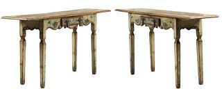 (2) PAINT DECORATED CONSOLE TABLES