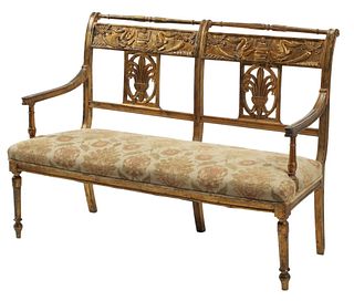 NEOCLASSICAL STYLE GILT DOUBLE CHAIR BACK SETTEE