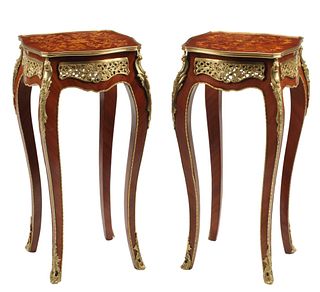 (2) LOUIS XV STYLE ORMOLU-MOUNTED SIDE TABLES