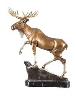 2007 Marius L. G. Remondot Bronze Moose Sculpture
