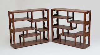 CHINESE STYLE STAINED HARDWOOD ÉTAGÈRE, BAKER, 20TH CENTURY