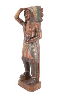 Large Carved Wooden Cigar Store Indian Life Sized