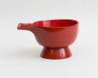 JAPANESE RED LACQUER SPOUTED BOWL