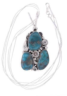 Navajo S. Chee Sterling Silver Turquoise Necklace