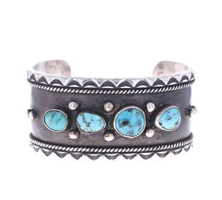 Hopi Hale Kahe Sterling Silver Turquoise Bracelet