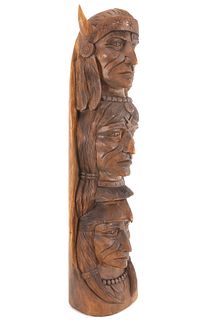 Large Cigar Store Plains Chief Totem Pole Carving
