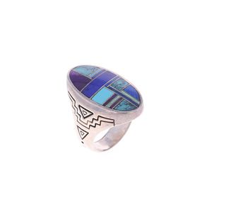 Navajo Sterling Silver Multistone Mosaic Ring