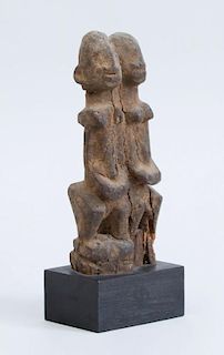 AFRICAN CARVED HARDWOOD MODEL OF A DOGON COUPLE
