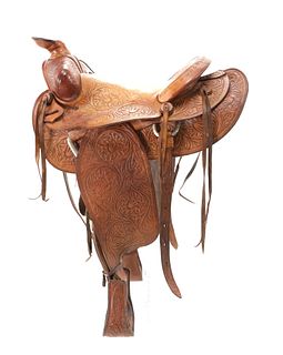 Carved Cheyenne Roll Western Cowboy Saddle c 1960s