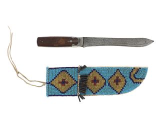 N. Cheyenne Beaded Sheath & Large 19th C. Knife