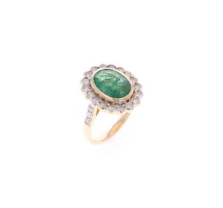 3.03ct Emerald Diamond & 18k Yellow Gold Ring