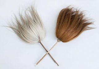 TWO ROPE BOUND HORSE HAIR FLY WHISKS