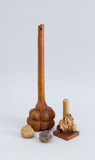 PETRIFIED SEA URCHIN AND A MACE-FORMED GOURD
