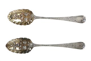 1781 G. Smith Decorative Sterling Serving Spoons