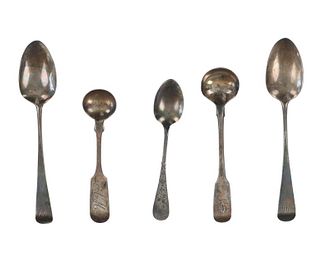 1800-1830s British Marked Sterling Spoons (5)