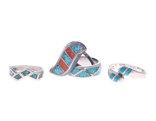 Navajo & Taxco, Mexico Chipped Turquoise Rings