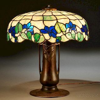 Mosaic Glass Table Lamp, Possibly J.A. Whaley