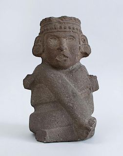 COSTA RICAN CARVED STONE FIGURE OF A MALE