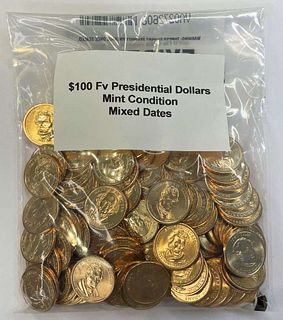 Mixed Dates $100 FV Mixed Presidential Dollars Mint Condition 