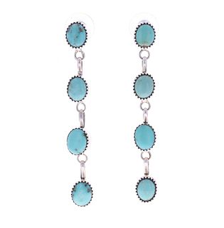 Navajo/ Dine Sterling Silver Turquoise Earrings