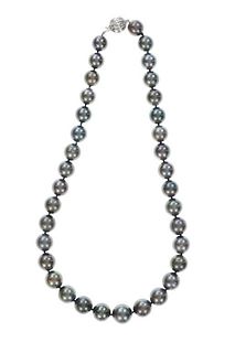 GIA Scarce Black Tahitian Pearl & 14k Necklace