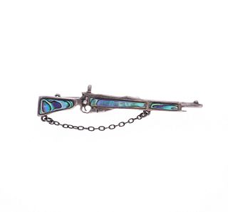 Sterling Silver & Abalone Bolt Action Rifle Pin
