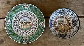Iranian/Persian Enamal On Copper Bowl And Tray