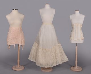 TWO UNDERBUST CAMP CORSETS & ONE PETTICOAT, USA, MID 20TH C