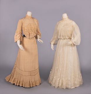 TWO SILK OR GAUZE AFTERNOON GOWNS, c. 1905