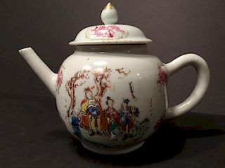 Antique Chinese Large Famille Rose Teapot, Qianlong period, Ca 1760.  7 1/2" high x 5 1/2" high