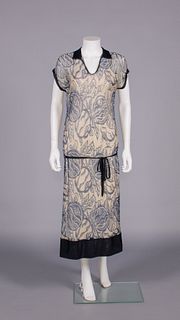 RAOUL DUFY ATTRIBUTED PRINTED SILK DAY DRESS, 1920s