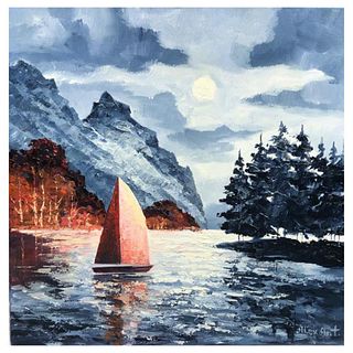 Alexander Antanenka, "Under The Red Sail Of Dreams" Original Painting on Canvas, Hand Signed with Letter of Authenticity.