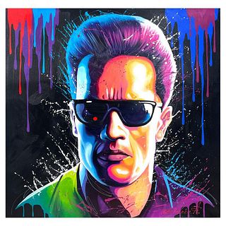 Alexander Ishchenko, "Terminator" Original Acrylic Painting on Canvas, Hand Signed with Letter Authenticity.