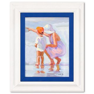 Lucelle Raad, "Mama and Me" Framed Original Acrylic Painting on Board, Hand Signed with Letter of Authenticity.