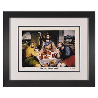 Nelson De La Nuez, "The Last Happy Meal" Framed Limited Edition Artist Proof, Numbered and Hand Signed with Letter of Authenticity.