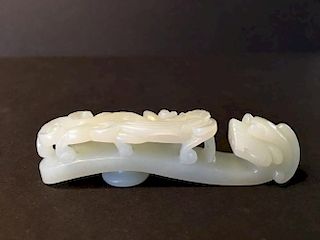 ANTIQUE Chinese HETIAN White Jade Buckle Dragon Hook. 18th-19th Century.  3 1/2" long