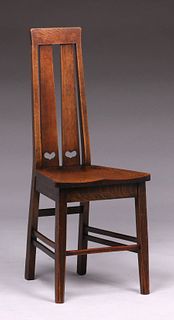 Stickley Brothers Double Heart Cutout Hall Chair c1905