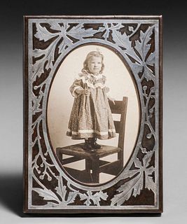Early Heintz Sterling on Bronze Overlay Picture Frame c1910