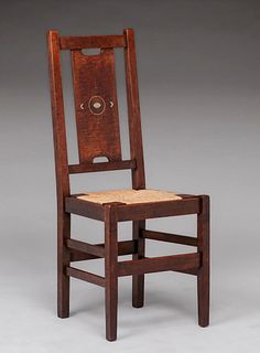 Gustav Stickley - Harvey Ellis Inlaid Maple Side Chair c1910