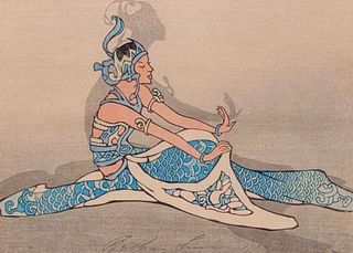 Bertha Lum (1879-1954) Color Woodcut "Javanese Dancer" 1925